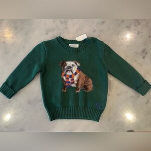 Ralph Lauren Bulldog Dog-Intarsia Sweater Green 18 months